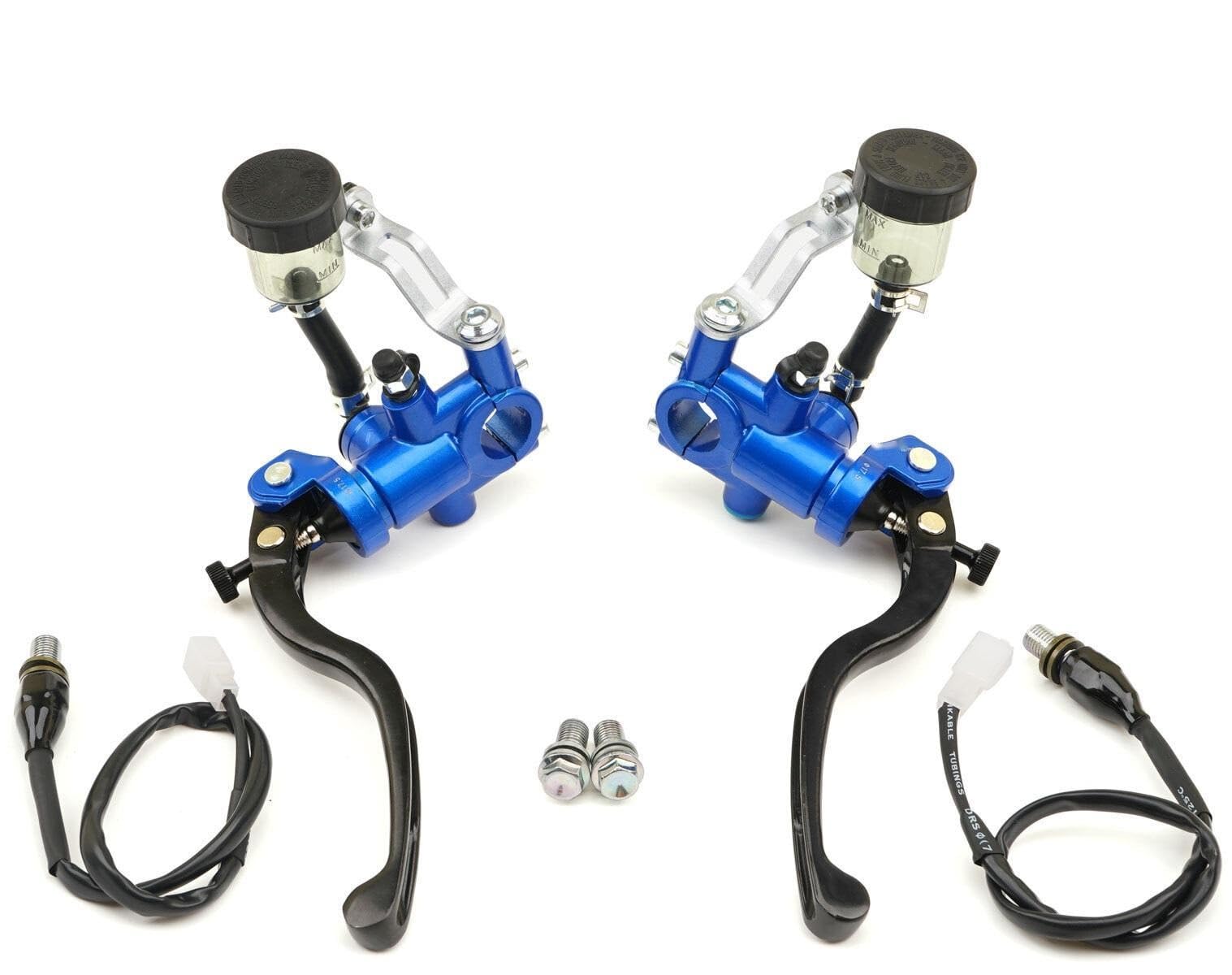 Leve del cilindro principale della pompa freno frizione radiale universale per motociclette, pistone da 17,5 mm freno breve leva frizione(One Pair Blue)