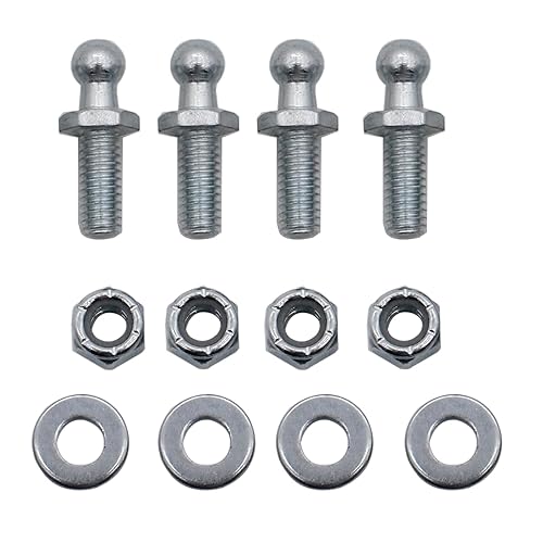 Miniatura 2 de 4 pares de pernos de bola de 0.394 in con tuercas de bloqueo de hardware, arandelas de rosca de 516-18 x vástago de 12 pulgadas de largo para