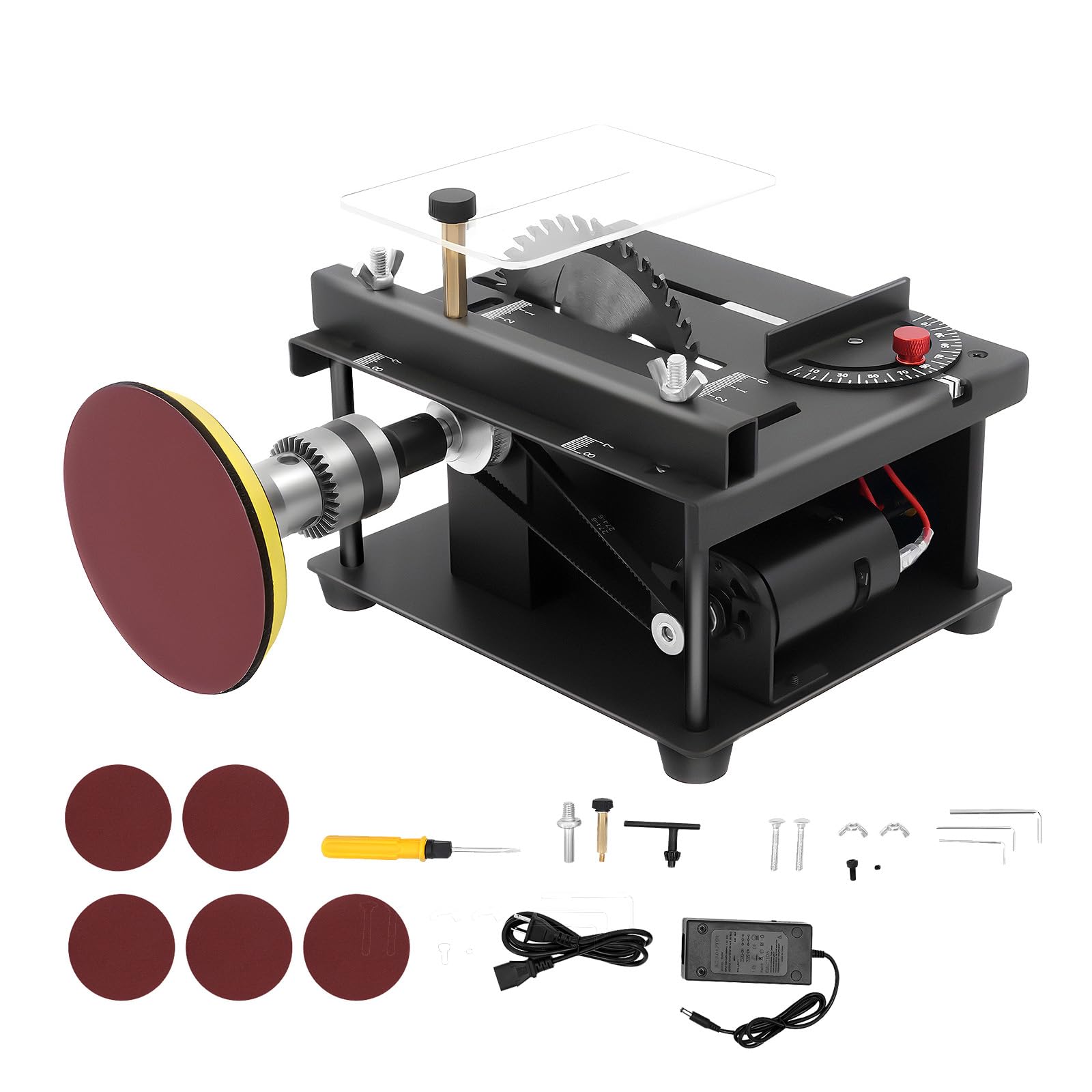 Mini Table Saw 200W Multi Functional Table Saw 7.1"×1.3" Cut Thickness Adjustable Precision Craft Table Saw Portable Desktop Electric Saw for Wood Plastic Acrylic Cutting