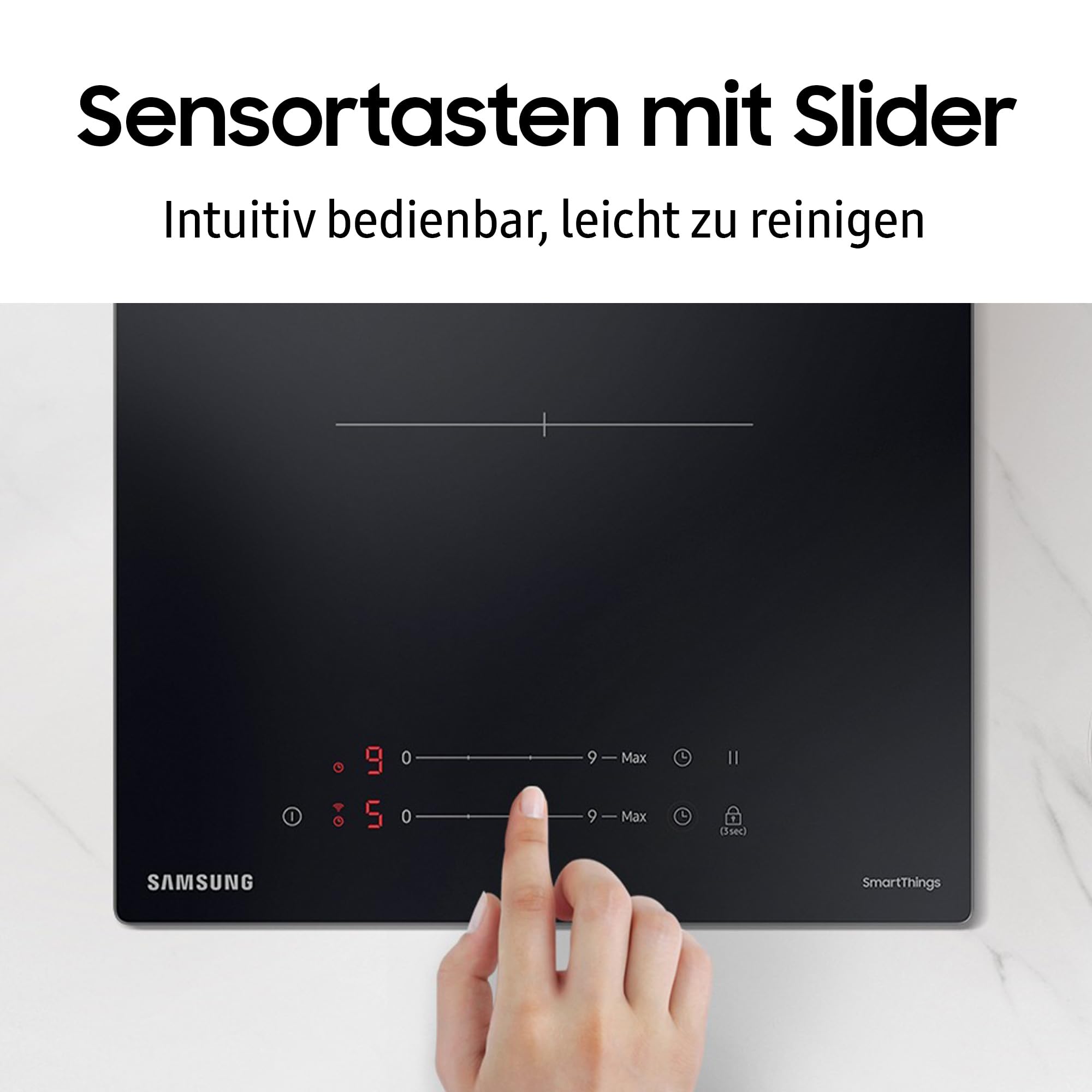 Samsung NZ32BG2005FKU1 Autarkes Induktionskochfeld, 2 Platten, 30 cm breit, Koch-Zonen aus Glaskeramik, Sensortasten mit Slider, Wi-Fi-Steuerung, Kindersicherung, Timer, Restwärmeanzeige, Schwarz