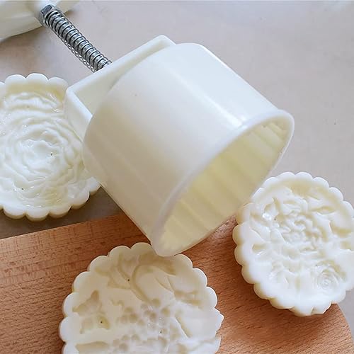 Miniatura 8 de A FEI Juego de moldes para pastel de luna 3D DIY, 5.29 oz o 7.05 oz, patrones en forma de rosa, molde de pastel de luna, molde de prensa seguro para