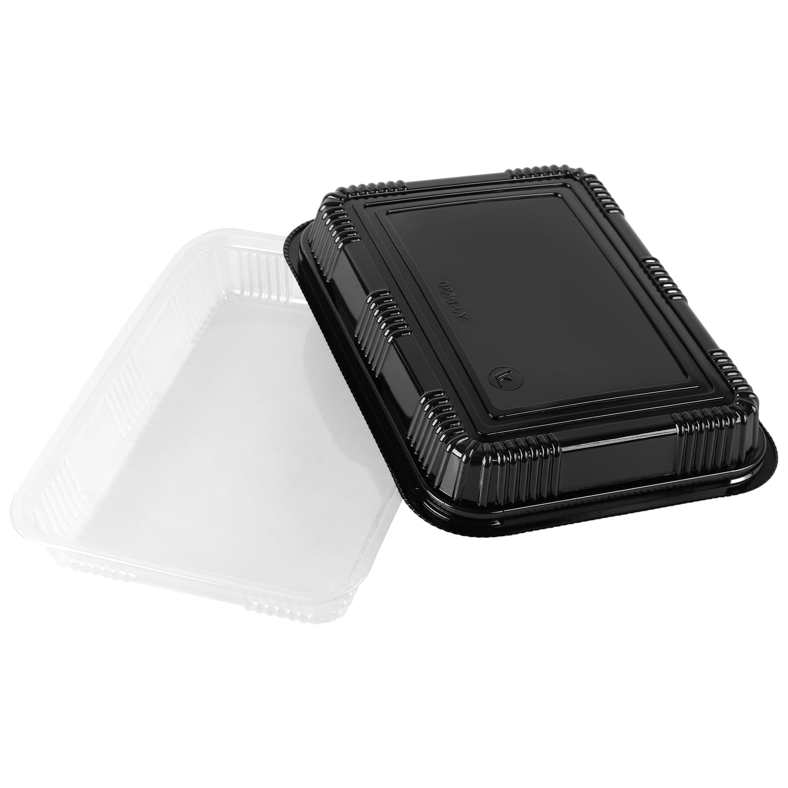 PINGEUI Confezione da 30 vassoi per sandwich con coperchi, vassoi in plastica per buffet con coperchi trasparenti, vassoi riutilizzabili per catering per feste, torte, panini, dolcetti, sushi e