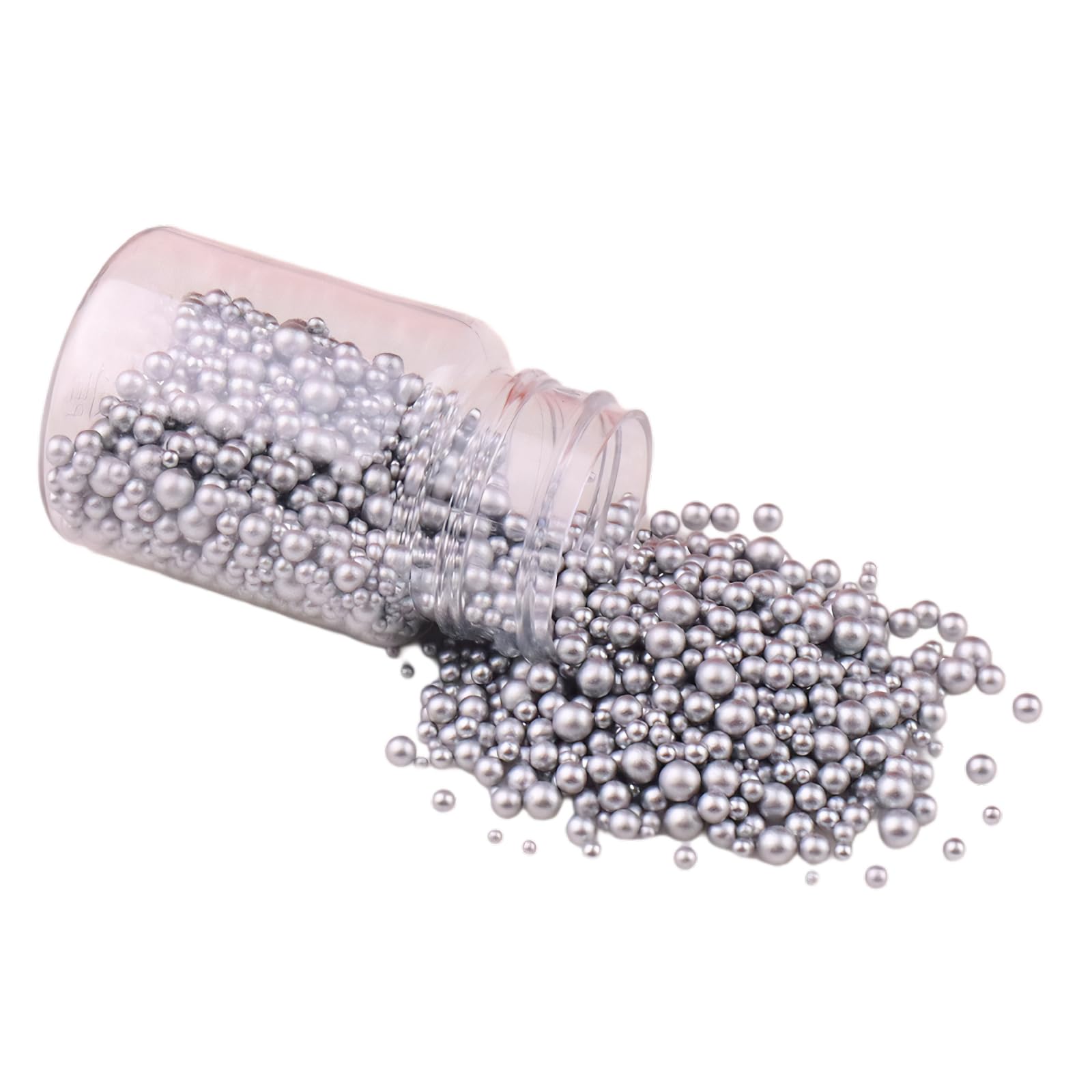 500Pcs 3-8mm Plastic Imitation Pearl Beads Matte Silver Round Loose Pearl Beads for Crafting Vase Fillers Decoration Making