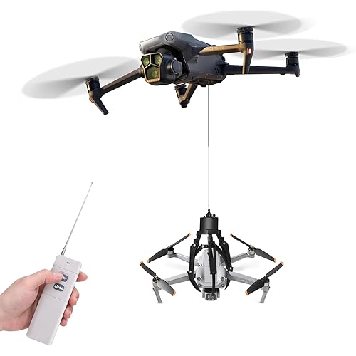 Drone Grasping & Airdrop System - Mantis Mechanical Claw Hook Grabber with Payload Release Compatible with Dji Mavic 3 Classic/Pro/Air 3S/2S/Mini 4 Pro/3/2 SE, Intelligent Transport Delivery Kit for Rescue, Fishing, Fixed-Point Drop Accessories