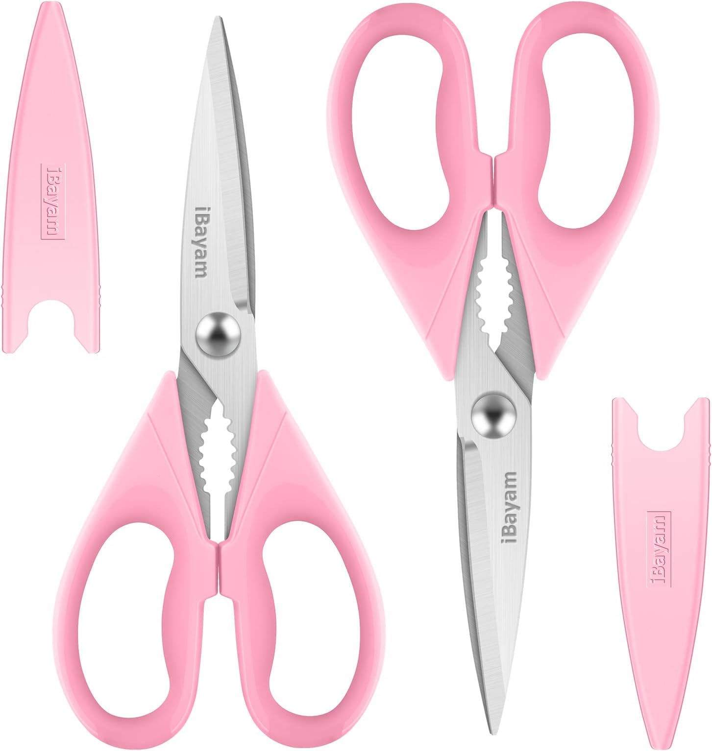 Gifts for Women, Mom, Wife, Her - Couple, Happy Birthday, Wedding Gifts, Christmas Day, Housewarming Gifts, iBayam Kitchen Scissors Heavy Duty Meat Poultry Shears Dishwasher Safe, Pink Stuff