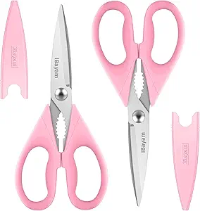Gifts for Women, Mom, Wife, Girlfriend, Sister, Her - Happy Birthday, Halloween, Christmas Day, Mothers Day Gifts, iBayam Kitchen Scissors Heavy Duty Meat Poultry Shears Dishwasher Safe, Pink Stuff