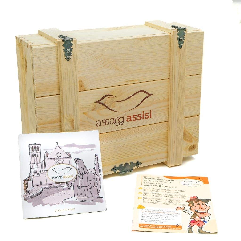 Cesta REGALO AssaggiAssisi - Cesto Gastronomico in Scatola di Legno Salumi Formaggi Prodotti Tipici Umbria - Made in Assisi - Italy