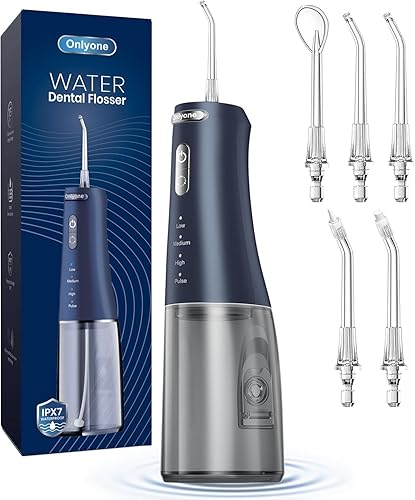 Miniatura 11 de Onlyone Irrigador de agua inalámbrico recargable con presión de agua ajustable para el cuidado bucal diario, irrigador dental eléctrico para uso