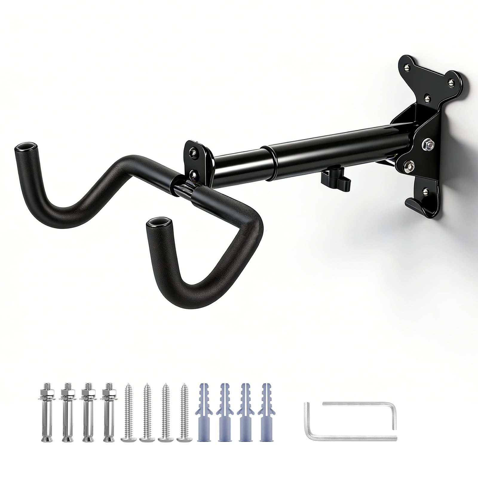 Fahrrad Wandhalterung, Fahrradhalterung Wand bis 25kg Tragfähigkeit, Winkel und Wandabstand Einstellbar, Fahrradaufhängung mit Extra Softe Polsterung für MTB, Rennrad, E Bike