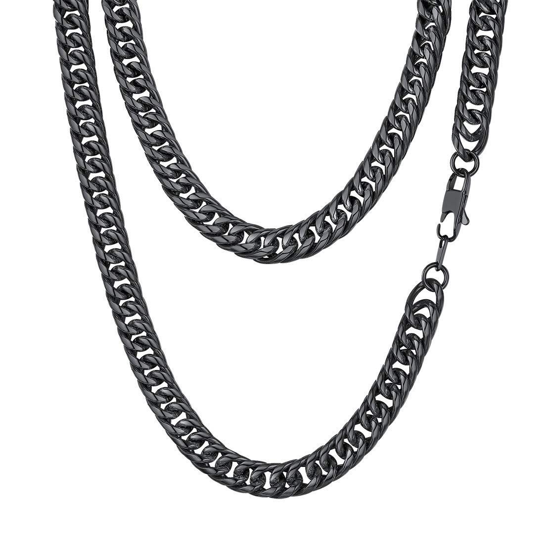 FindChic Men Curb Chain Necklace 18K Gold Plated/Stainless Steel/Black Chunky Double Tight Cuban Link Hip Hop Neck Chains for Men Boys 3.5MM/5MM/6MM/7MM/9MM/12MM 14''-30'' 8 Length Options (Send Gift Box)