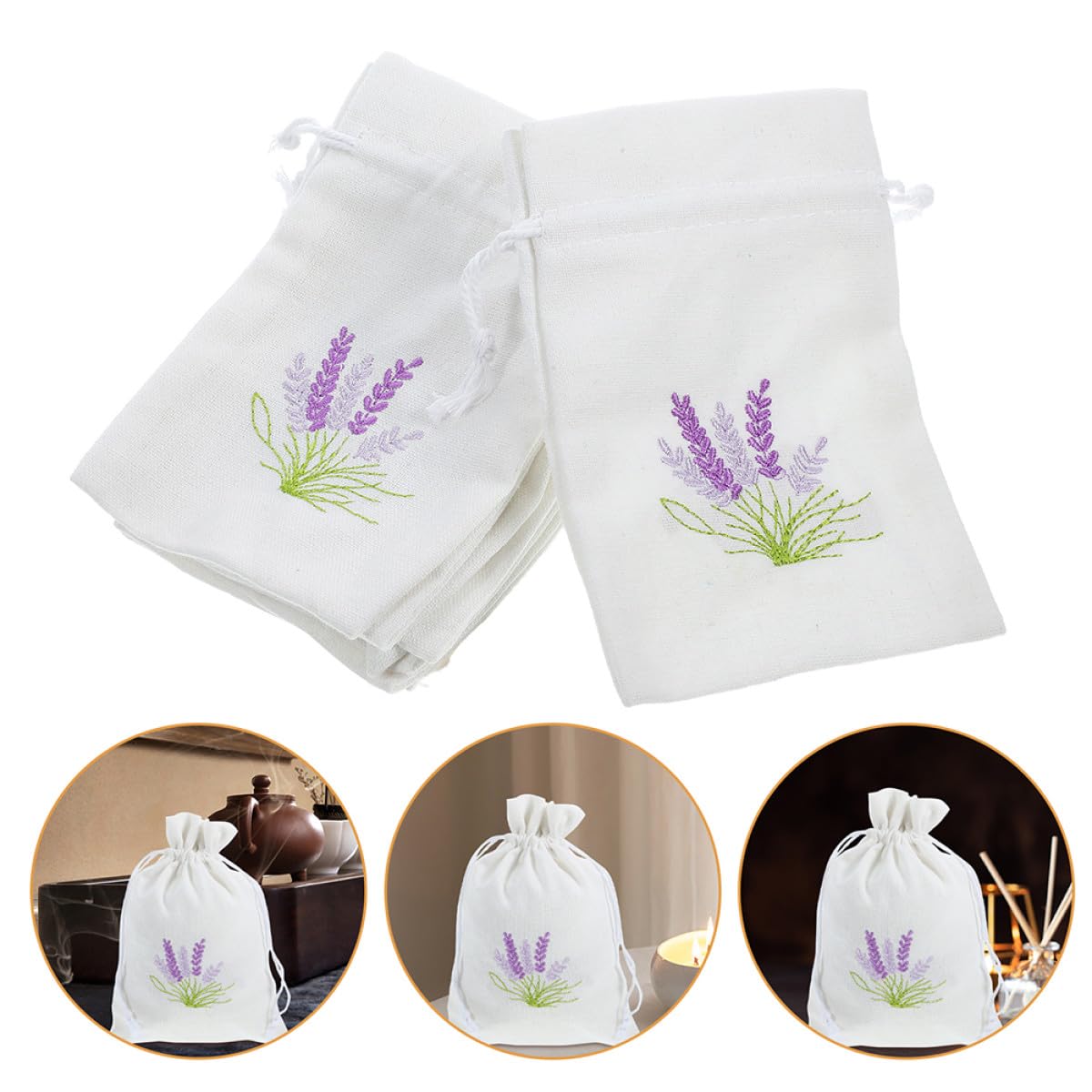Lavendel Säckchen mit Kordelzug, 20 Stück, Baumwollstoff, 10x14 cm