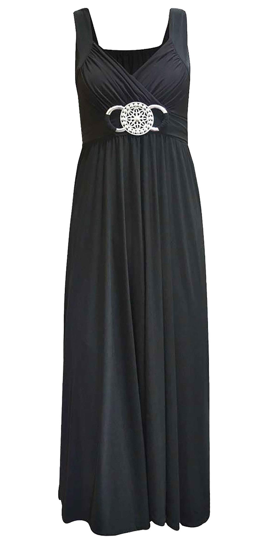 Fashion Valley Formal Bridesmaid Gown Ball Party Cocktail Evening Prom Long Buckle Maxi Dress UK XL/XXL 20-22 Black