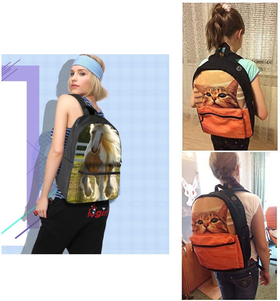 Bookbag School Backpack for Girls Horse Backpacks Elementary 3rd 4th 5th 6th Grade Kids Boys 15.3" Canvas Laptop Bag - Image 2