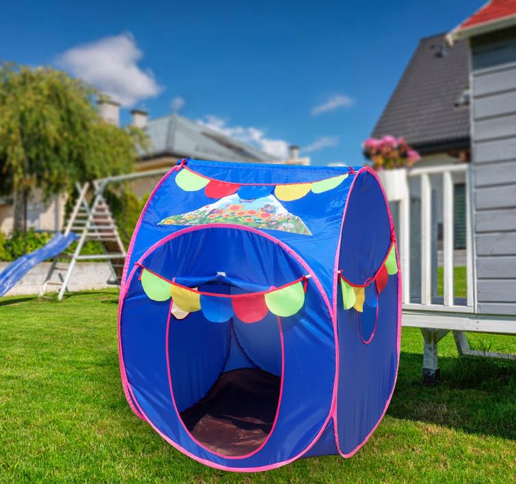 Image of Homecute Pop Up Foldable Hut Type Kids Toys Baby Tent House, Tent House for Girls & Boys, Play Tent House Suitable for 1 Year to 6 Years (Small Size Blue)