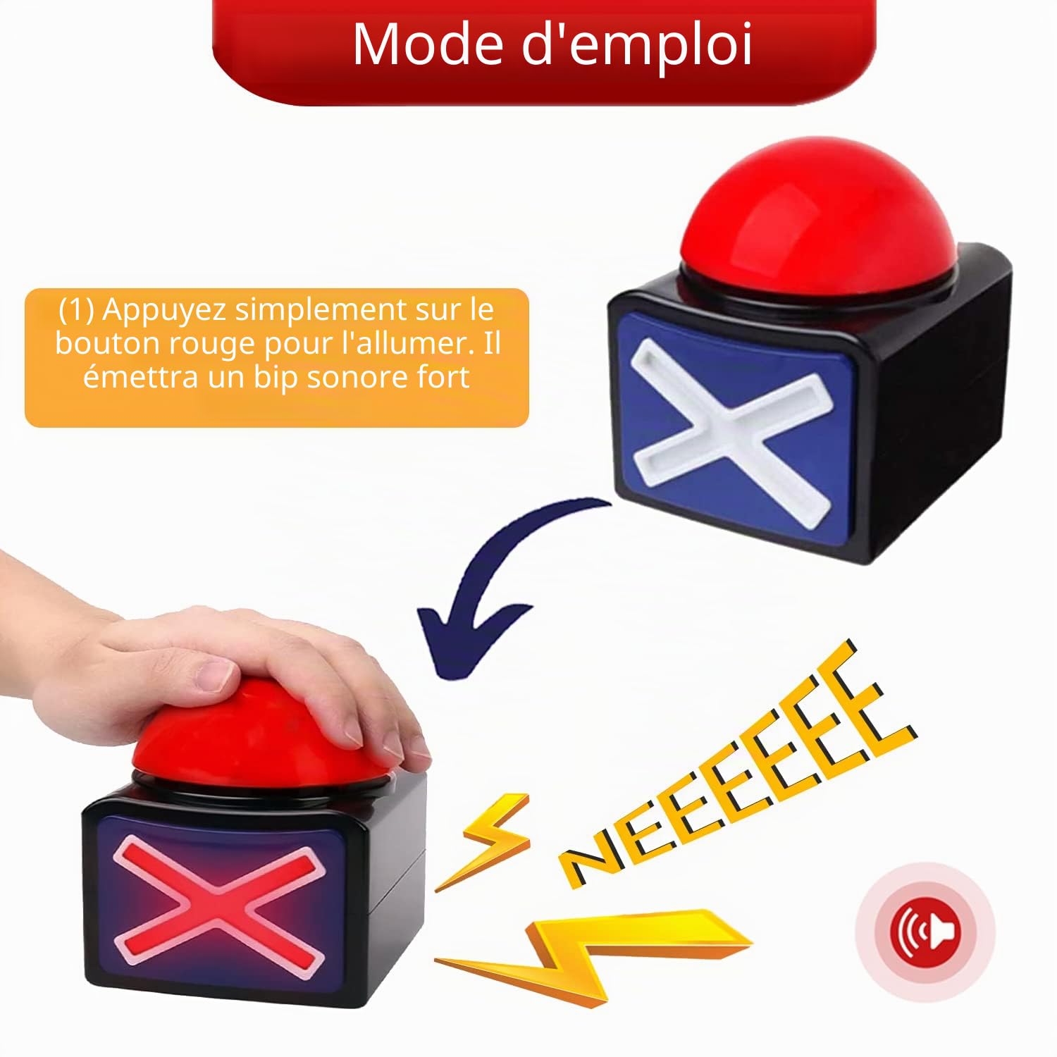 Lot de 4 Buzzer Game Show Buttons - buzzers de réponse avec lumière et Son d'alarme, buzzers pour Les Quiz en Classe, Rassemblement， Trivia Quiz Got Talent et Family Feud Buttons (Lot de 4)