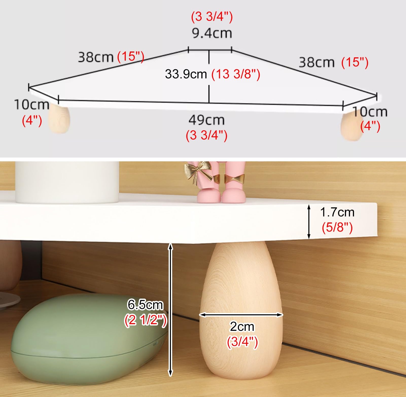 Stojak na Monitor Drewniany Stojak na Monitor dla Biurka Narożnego, Biała Półka Narożna Komputerowa, Ergonomiczne Stojak na Monitor Komputerowy Organizator Tabletopa, 8 cm Wysokości