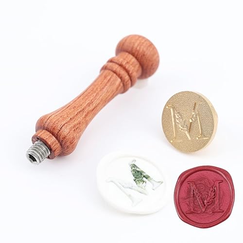 Miniatura 2 de Sello de cera del alfabeto M, sello de cera de hojas de eucalipto con letra M, kit de sello para invitación de boda, sobre, tarjeta de Navidad (M)