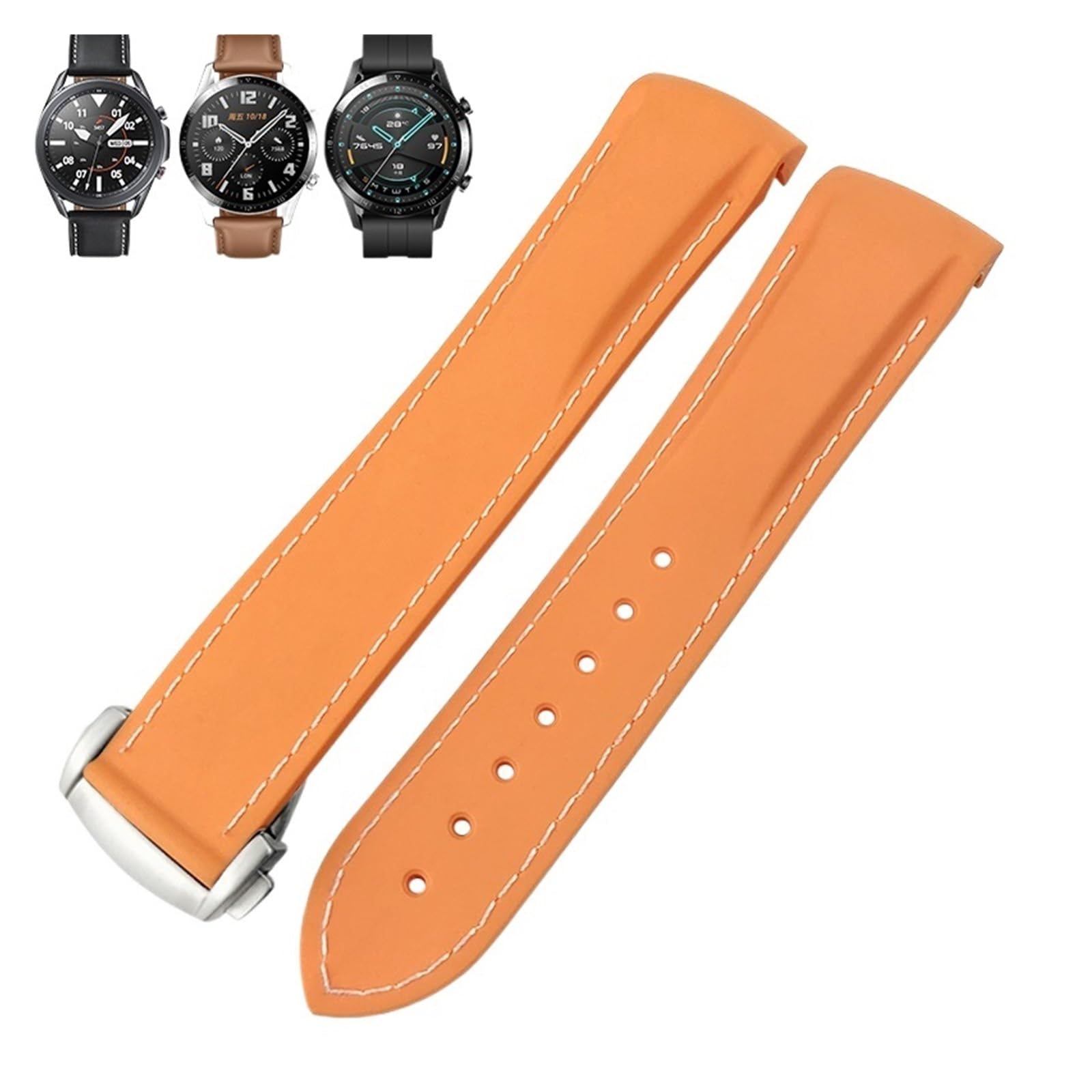Gumowy pasek do zegarka 22 mm 20 mm zakrzywiony pasek silikonowy pasujący do zegarka Seamaster Speedmaster AT150 De Ville Pasek do zegarka z tkaniny, Wielobarwna, 22mm