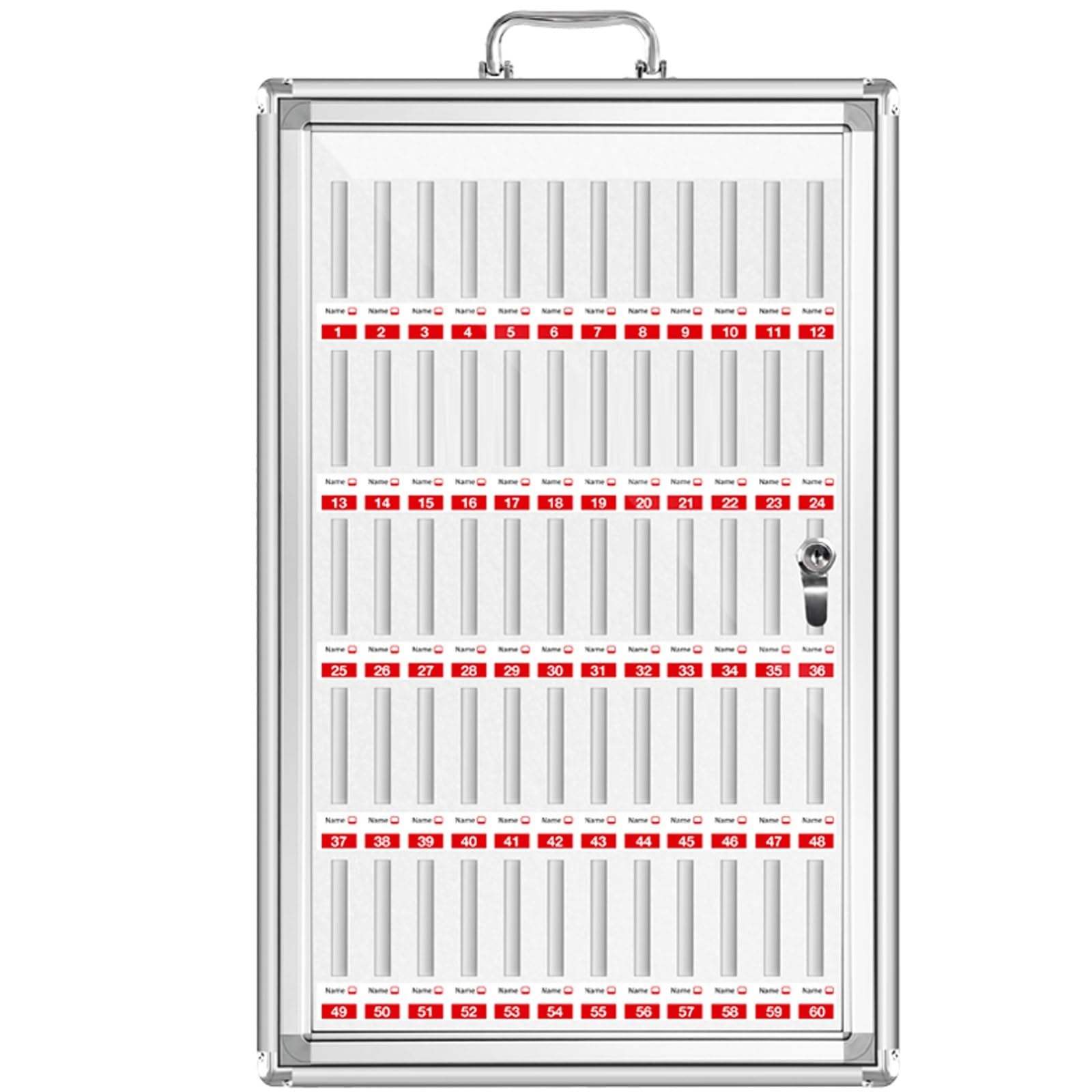 Mobile Phone Safe Deposit Box Aluminium Transparent Mobile Phone Cabinet Key Lock/Combination Lock Improve self-Control Suitable for Offices and Factories(Silver-1,60-bit)