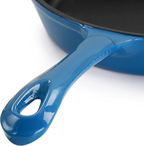 Miniatura 6 de MegaChef Sartén redonda esmaltada de hierro fundido presazonado de 8 pulgadas en turquesa (MCCE-8)