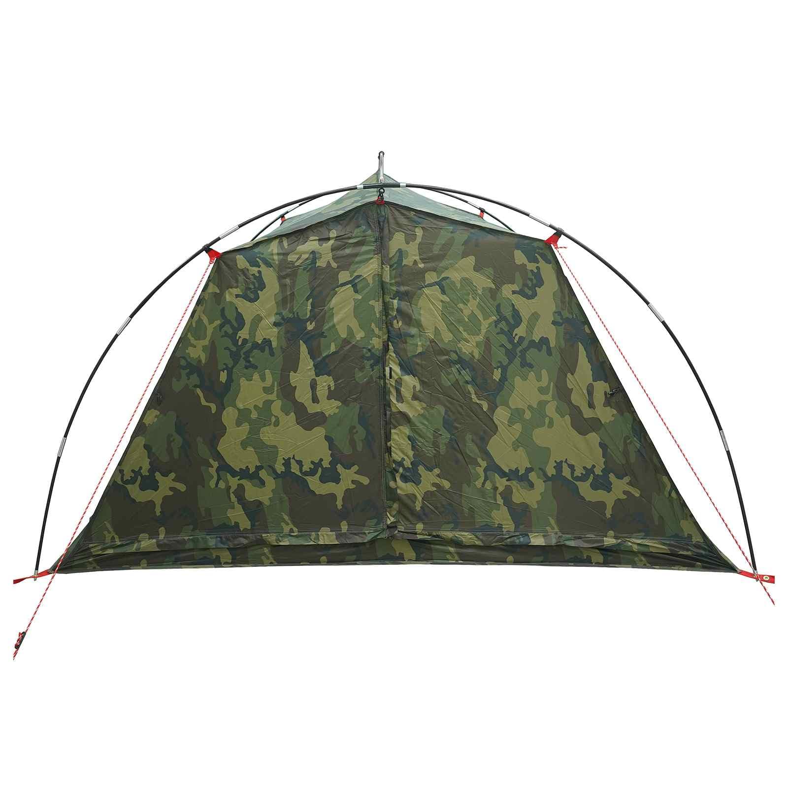 Tunnelzelt Tarnung aus 185T Polyester mit PU-Beschichtung, 4-Personen, wasserdicht und Winddicht, leichtes Campingzelt mit Mesh-Belüftung für Outdoor Trekking, Strand, Festival