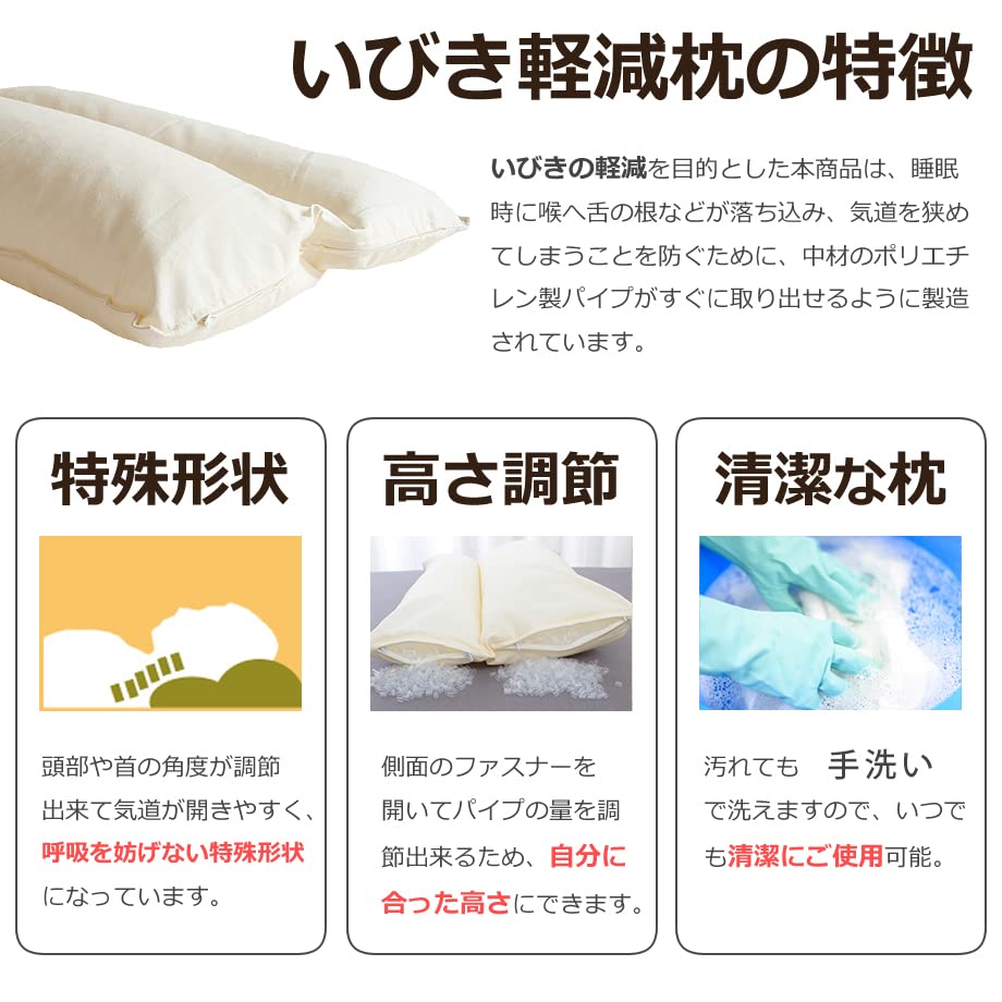 Amazon｜いびき軽減ピロー 35×50cm パイプ 高さ調整可能 小さめ まくら