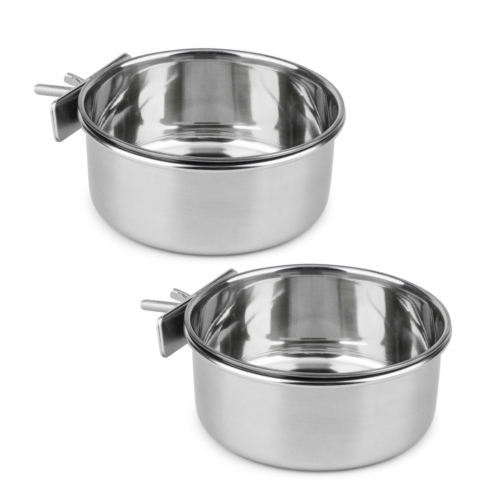 Hypeety Stainless Steel Food Water Bowl for Pet Bird Crates Cages Coop Dog Cat Parrot Bird Rabbit Pet 2PCS (Small,3.9 * 1.9in)