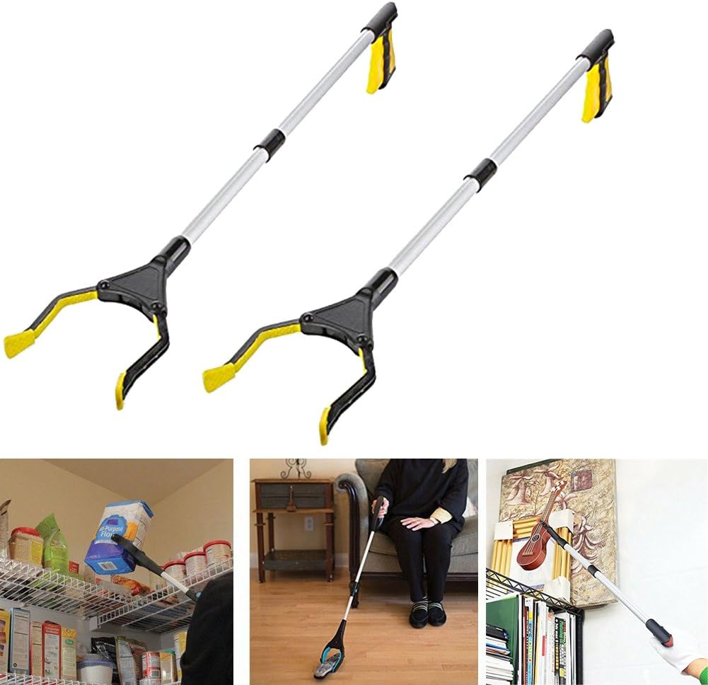 Reacher,Rotating 32 inch Long Handy Pick up Tools,Ideal for Pick Item Up. (2*Piece, Yellow)