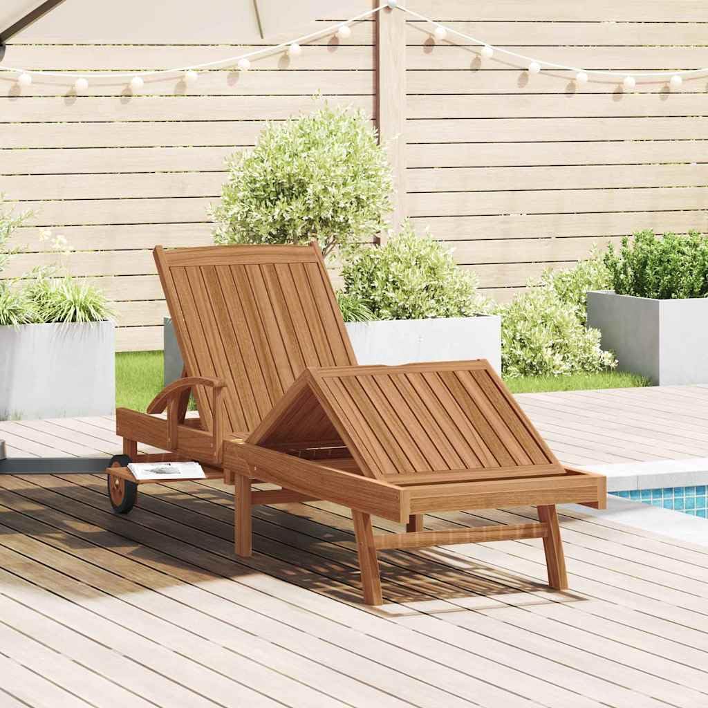 vidaXL Chaise Longue Marron 195 x 59 x 78,5 cm Bois de Teck Massif, Chaise Longue extérieure élégante, Fauteuil en Teck réglable, mobilier de Jardin Confortable, résistant aux intempéries