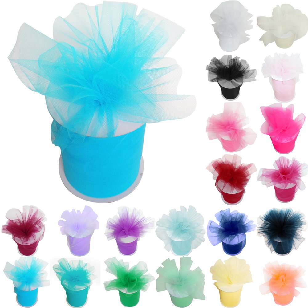 Time to Sparkle 6 Inchs x 100yards/300FT Tulle Roll Spool Tutu Party Birthday Wraping Crafts Bridal Bow Skirt Wedding Decor, Aqua