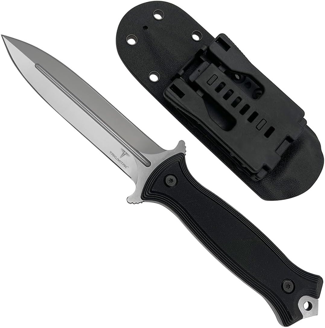 Tactical Knife Hunting Knife Survival Knife D2 Spear Point Blade G10 Handle Kydex Sheath Molle Clip Fixed Blade Knives Camping Accessories Camping Gear Survival Kit Survival Gear And Equipment Tactical Gear Hunting Gear EDC Knife EDC Gear 82460 (Silver TKF202SL)