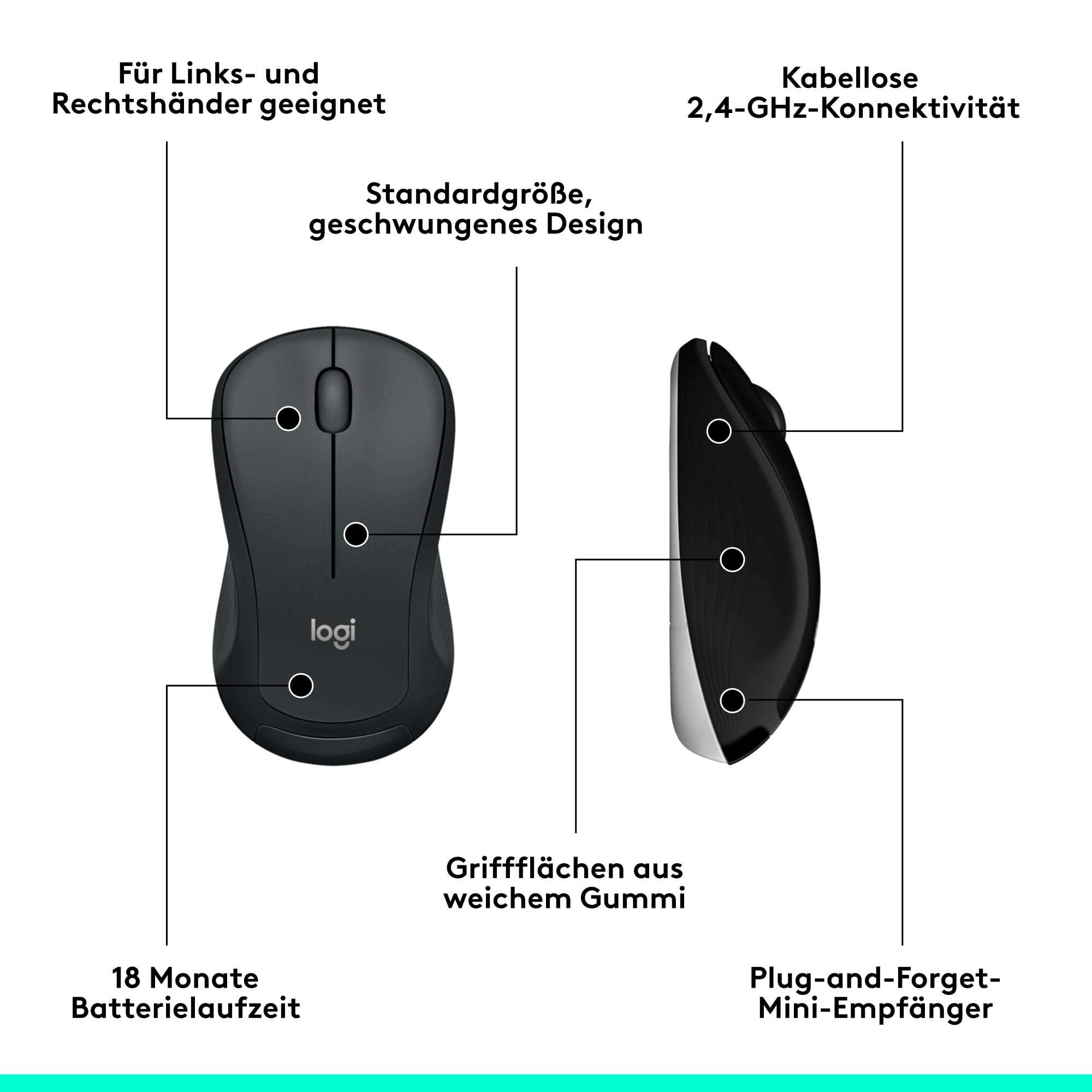 Logitech MK540 Advanced Kombi – Kabellose Tastatur und Maus für Windows, Deutsche QWERTZ-Tastatur – Schwarz