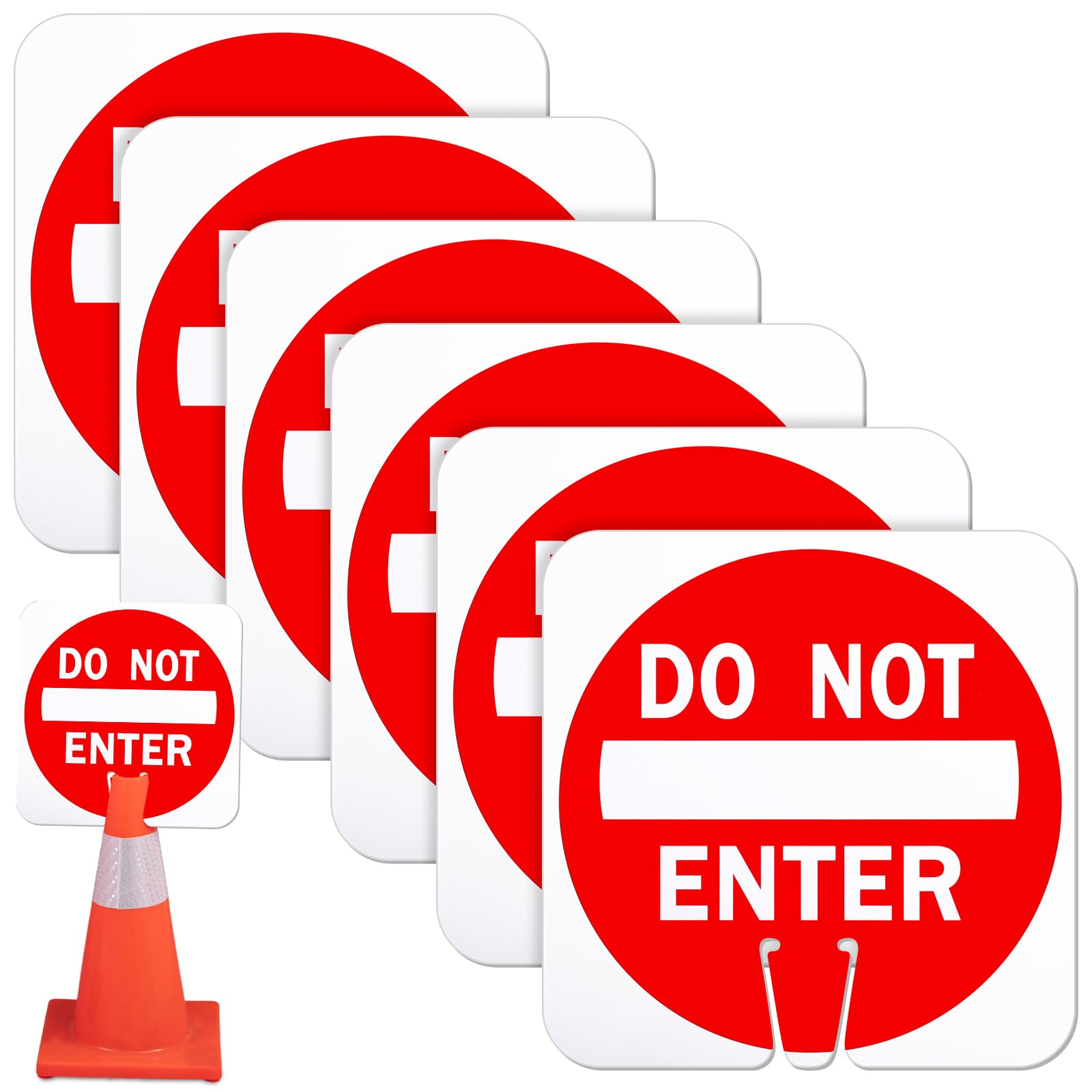 Geetery Do Not Enter Cone Traffic Sign, 12 x 12 Inches,6 Pack