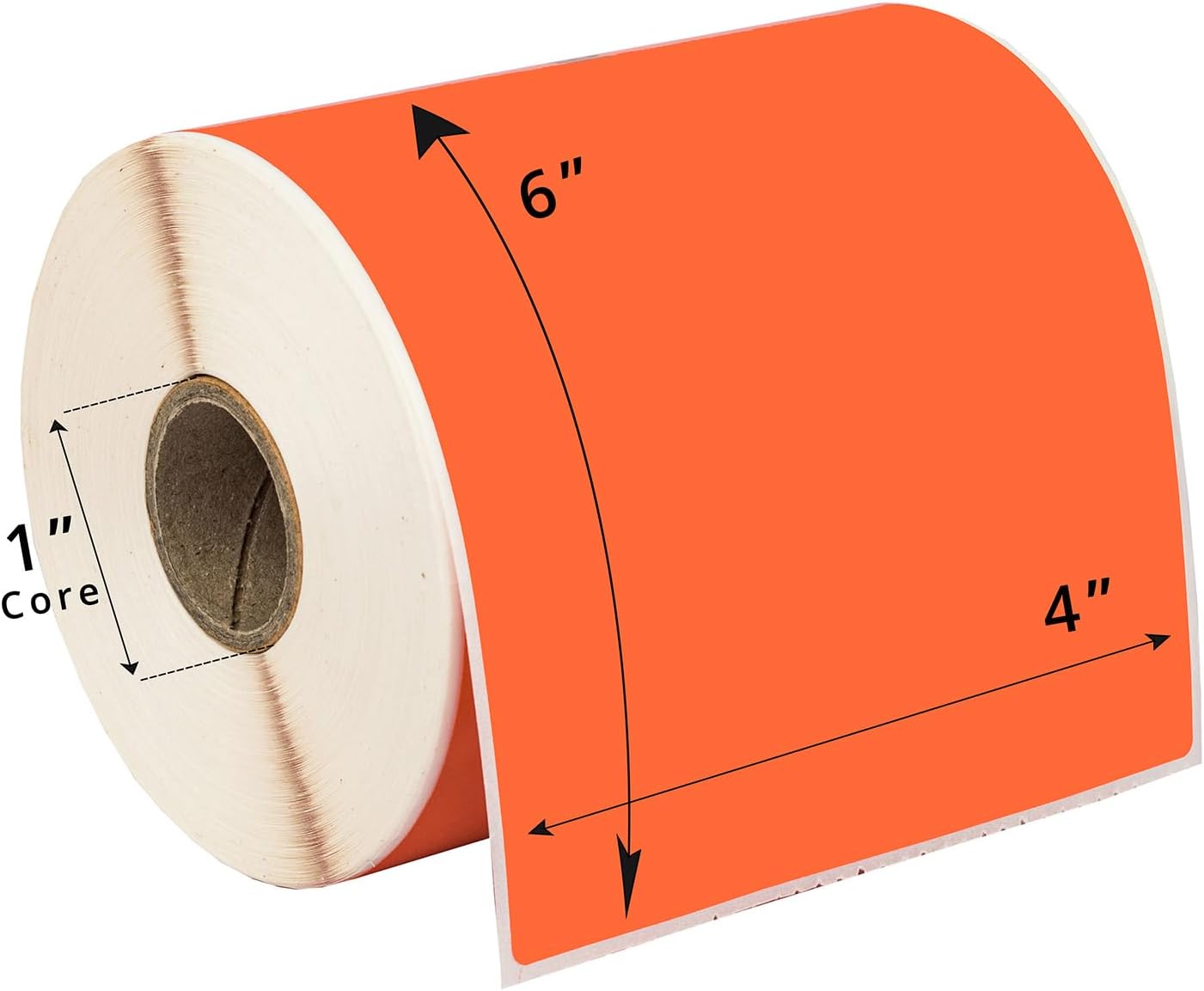 HOUSELABELS 4" x 6" Orange Shipping Labels on 1" Core Compatible with Zebra and Rollo Printers, 30 Rolls / 250 Labels per Roll
