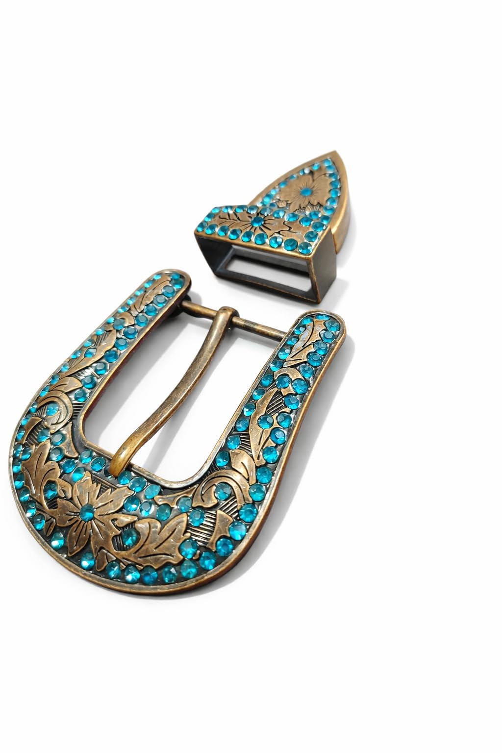 3 piece Western Belt Buckle in White Diamond Stone For Men & Women Cowboy Cowgirl Leather Belt Buckle (40mm) [KB- 08]-image-29