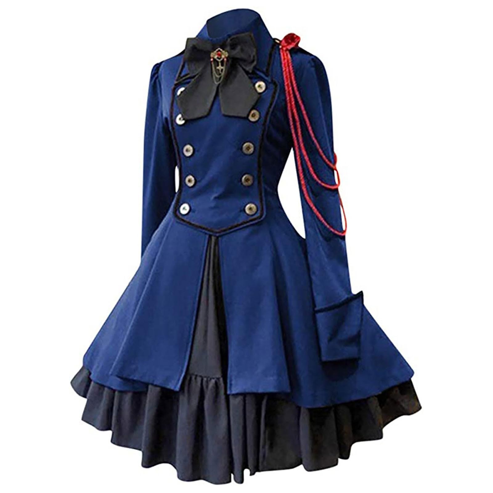 Robe Gothique Manches Longues- Robe Renaissance Femme Volants Grande Taille