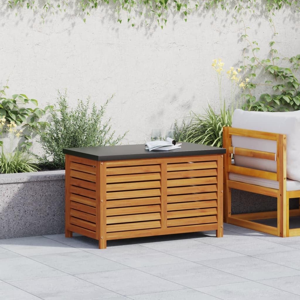 Contenitore da Giardino 90x48x55 cm Baule Esterno Legno Massello Acacia