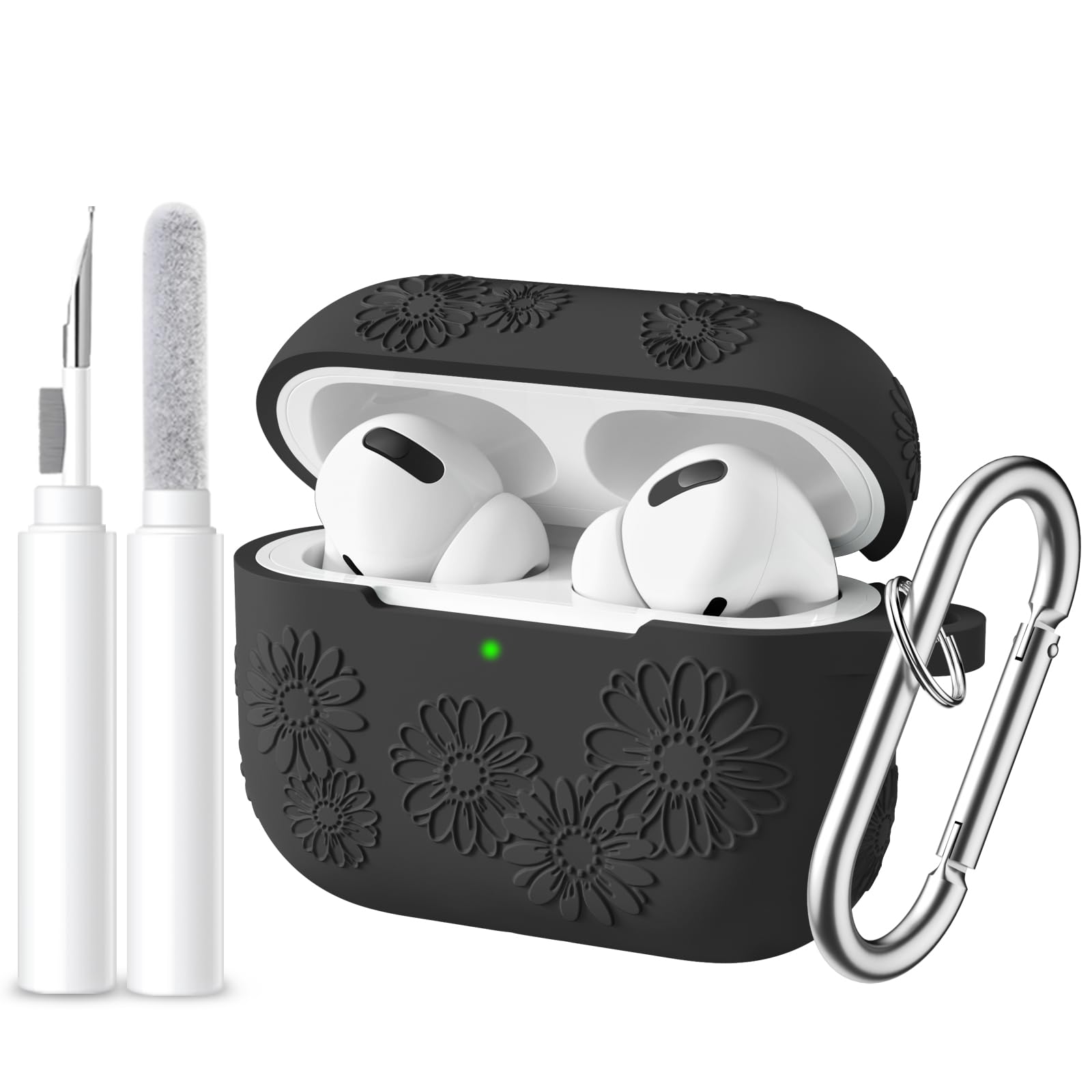Lerobo for Airpods Pro 2 Case Cover with Drop & Scratch Protection, Floral Embossed Soft Silicone Protective Cover with Cleaning Kit for Airpod Pro