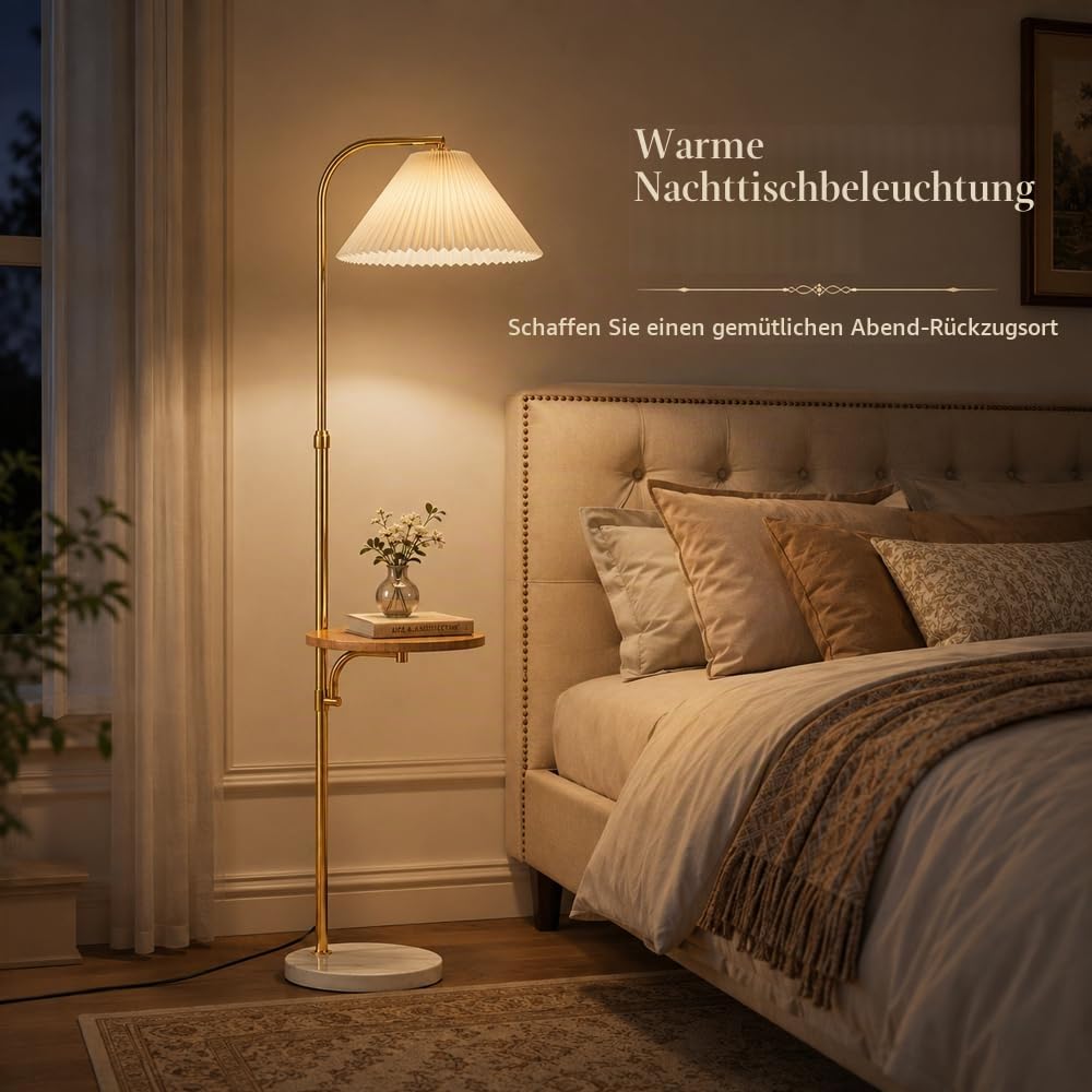 Stehlampe mit Tisch-Faltenschirm, vertikale Lampe, multifunktionale Stehlampen mit Trennwand, verstellbarer Kopf, Steh-Stehleuchten, Sofa-Eck-Leselampen, hohe Lampen für Schlafzimmer Wohnzimme