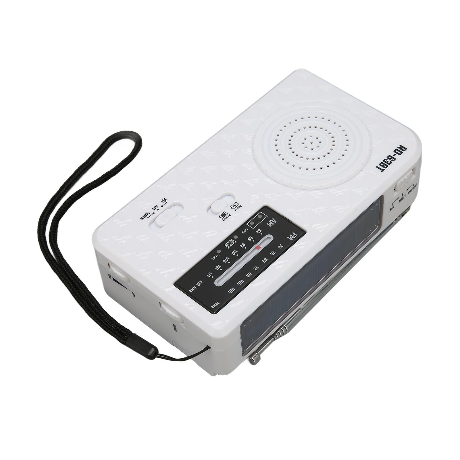 Radio di emergenza a manovella, radio FM AM portatile a energia solare con torcia LED SOS allarme, batteria ricaricabile, telefono cellulare, emergenza interna ed esterna (bianco)