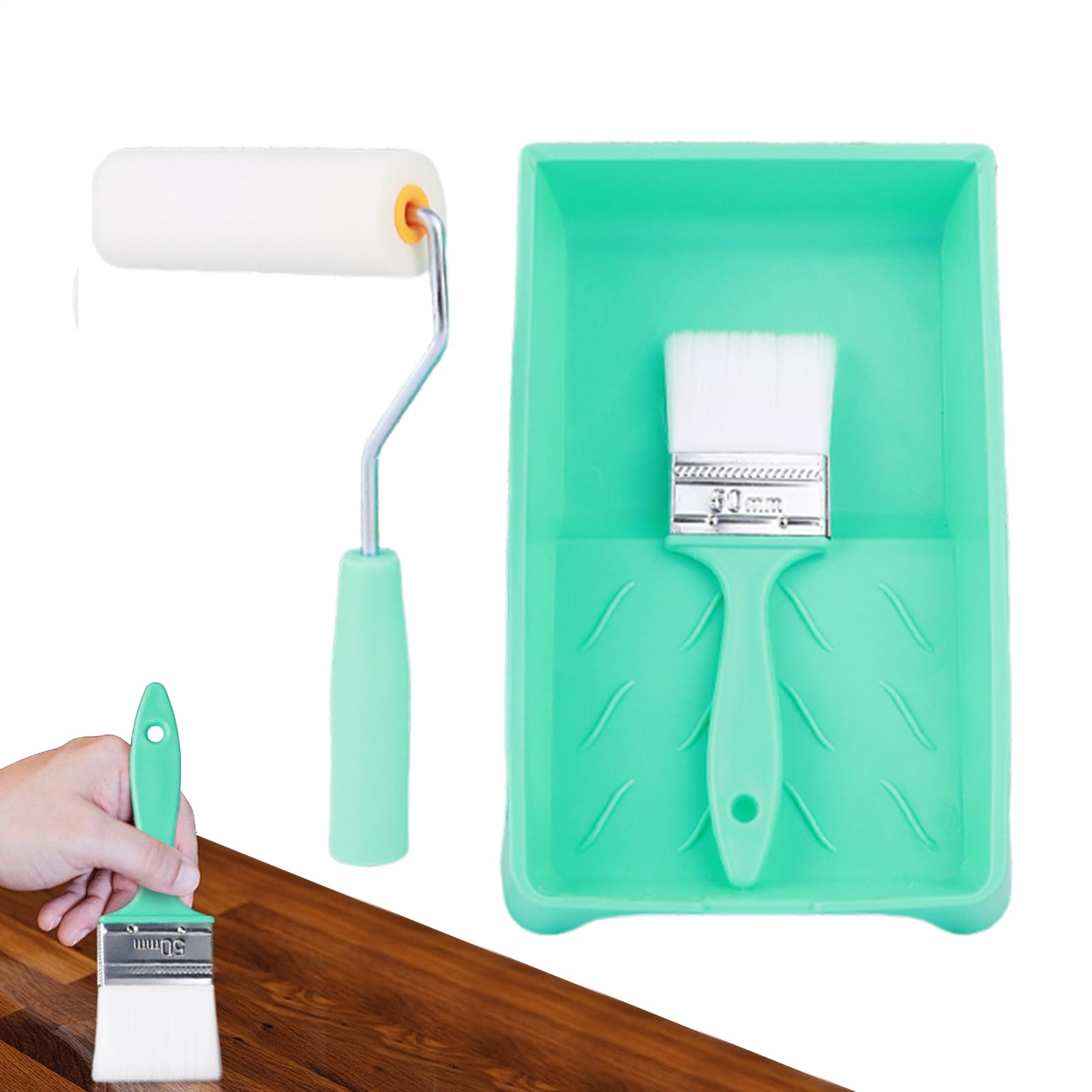 Paint Roller Brush | Professional Painting Roller With Short Handle for Cabinets | House Projects Renovation Supplies for Cabinets Doors Walls Touch-Ups Crafts Decks Fences Decorations