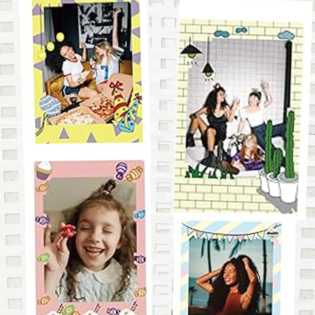 Lot de 30 Autocollants de Bordure Photo, Jolis Autocollants Photo Compatibles avec le Film Instantané Fujifilm Instax Mini 12/11/9/8/7S/70/40/50S/90 EVO, 30 Pièces