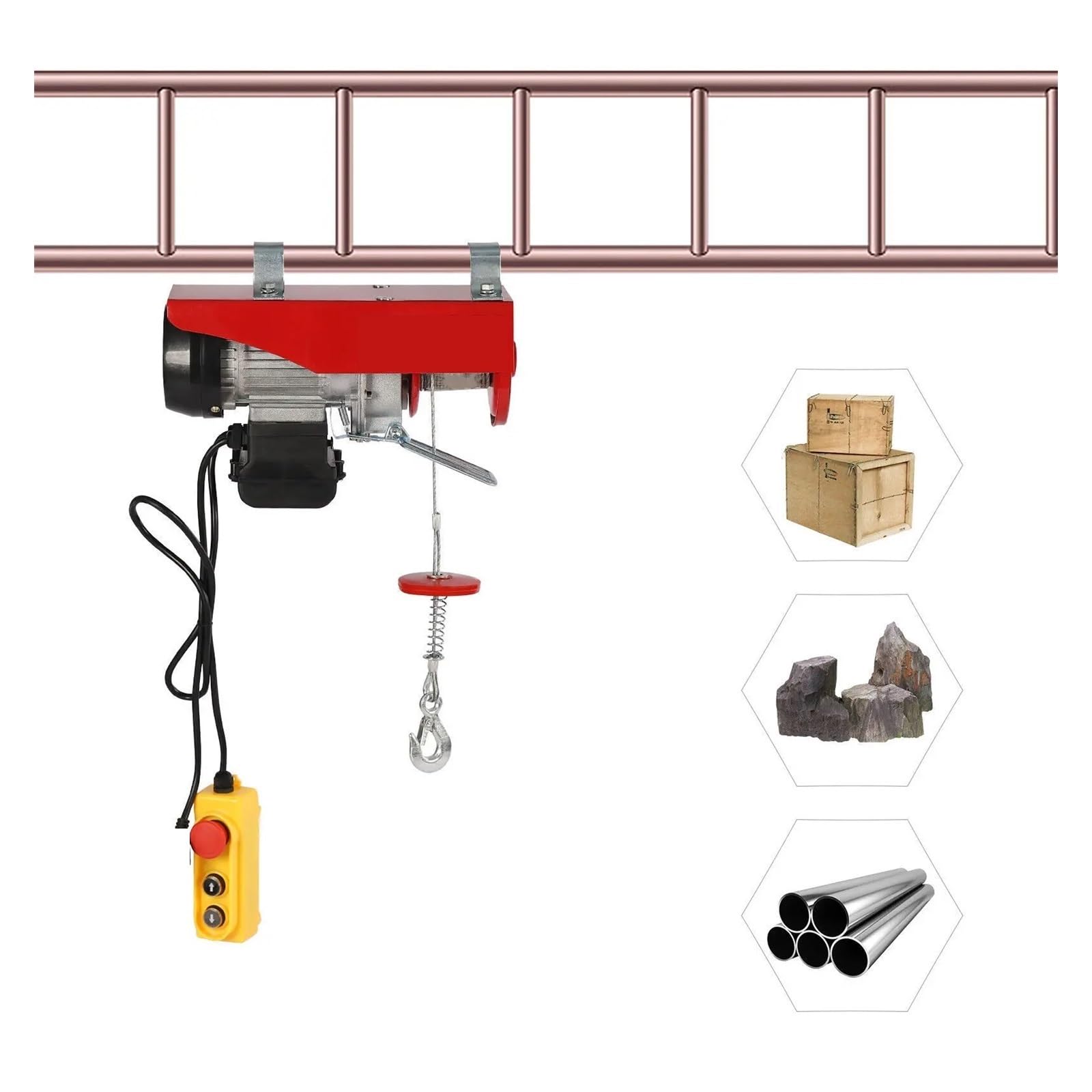 Cabrestante eléctrico, Polipastos Eléctricos De Alta Capacidad Carga 250 Kg Con 2 Correas. Ascensor Eléctrico En Miniatura Función Parada Emergencia para garaje, fábrica, almacén