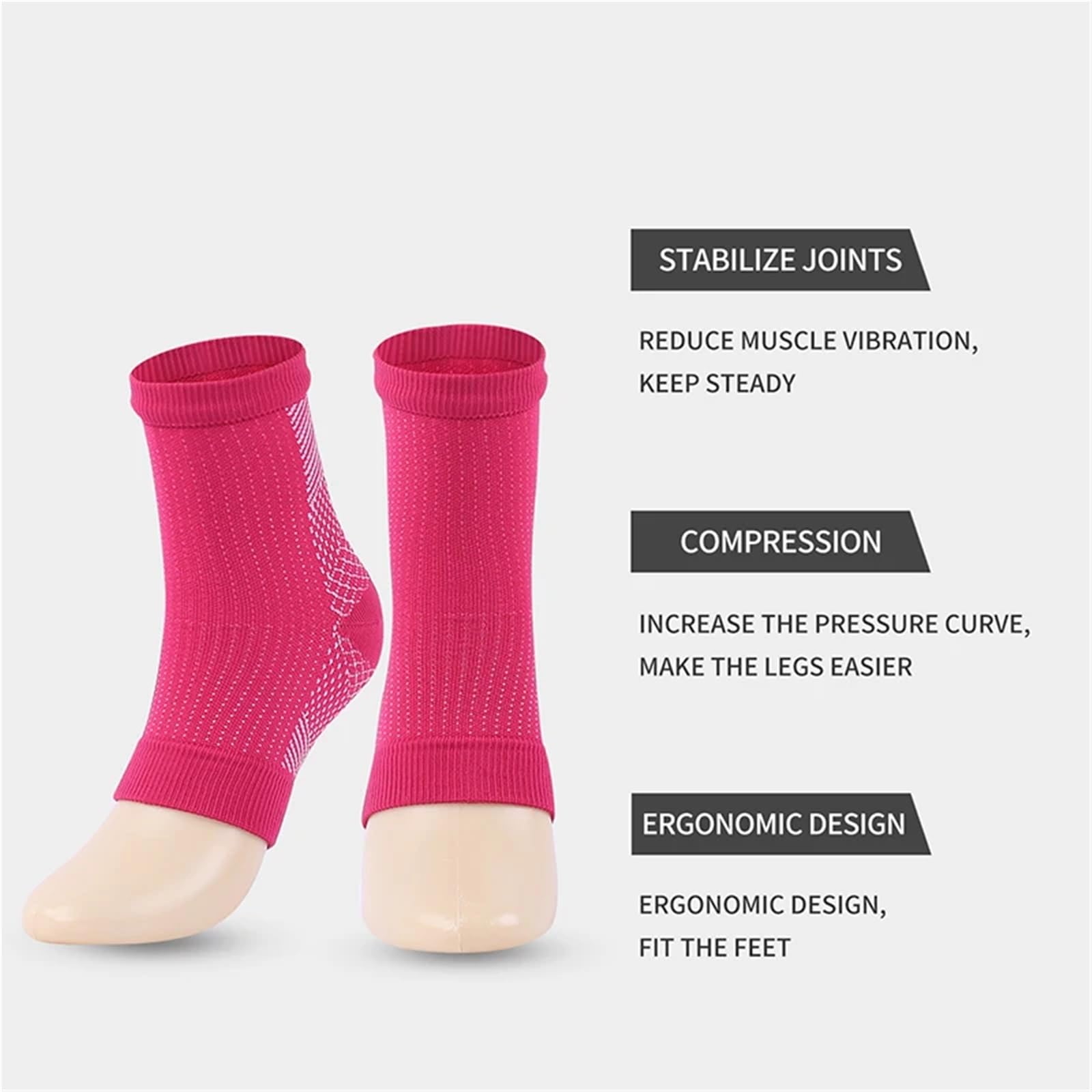 Medias De Compresion 2 Pares de Calcetines for Hombres y Mujeres, Calcetines de compresión for aliviar el Dolor de neuropatía, Tobillera Plantar(White S)