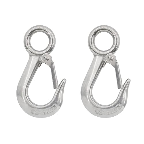 2 ganchos giratorios de grúa, gancho de agarre, gancho deslizante de horquilla, gancho de elevación de acero inoxidable 304, gancho de resorte con