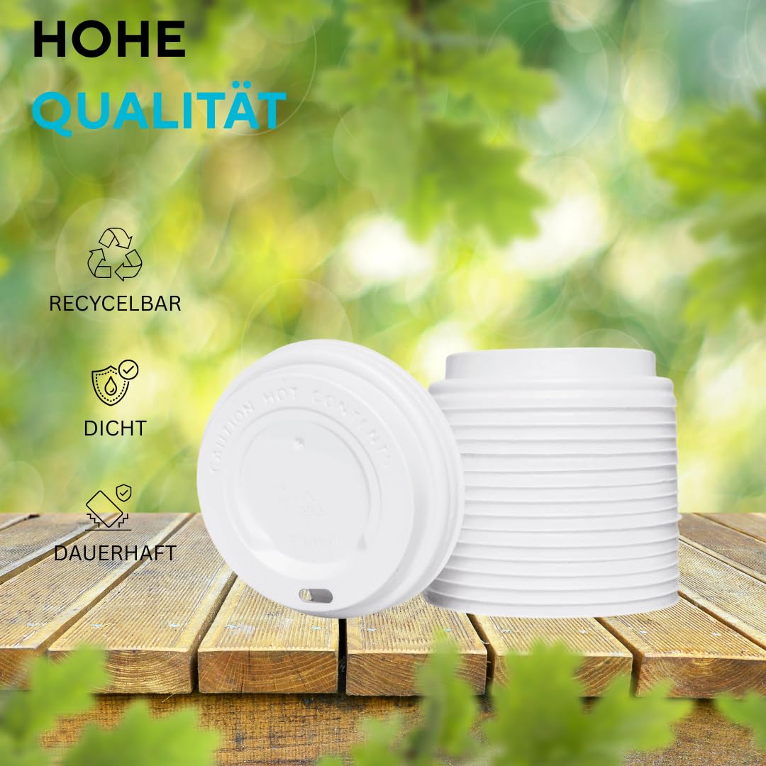 ENpack 1000 Deckel für Kaffeebecher 80mm/8cm Weiß - 0,2l/0,3l - Coffee To Go Deckel für Pappbecher - Kunstoff - Kaffe/Tee/Kakao/Latte Machiato/Cappuccino - Ideal für Unterwegs