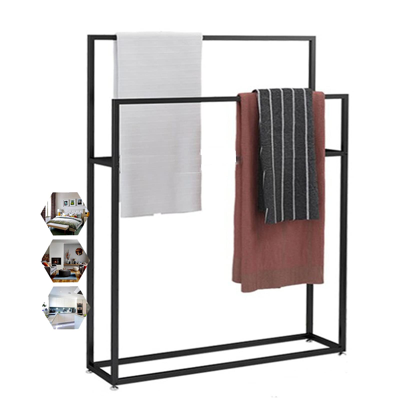 Porte-serviettes autonome pour cuisine et salle de bain échelle noire
