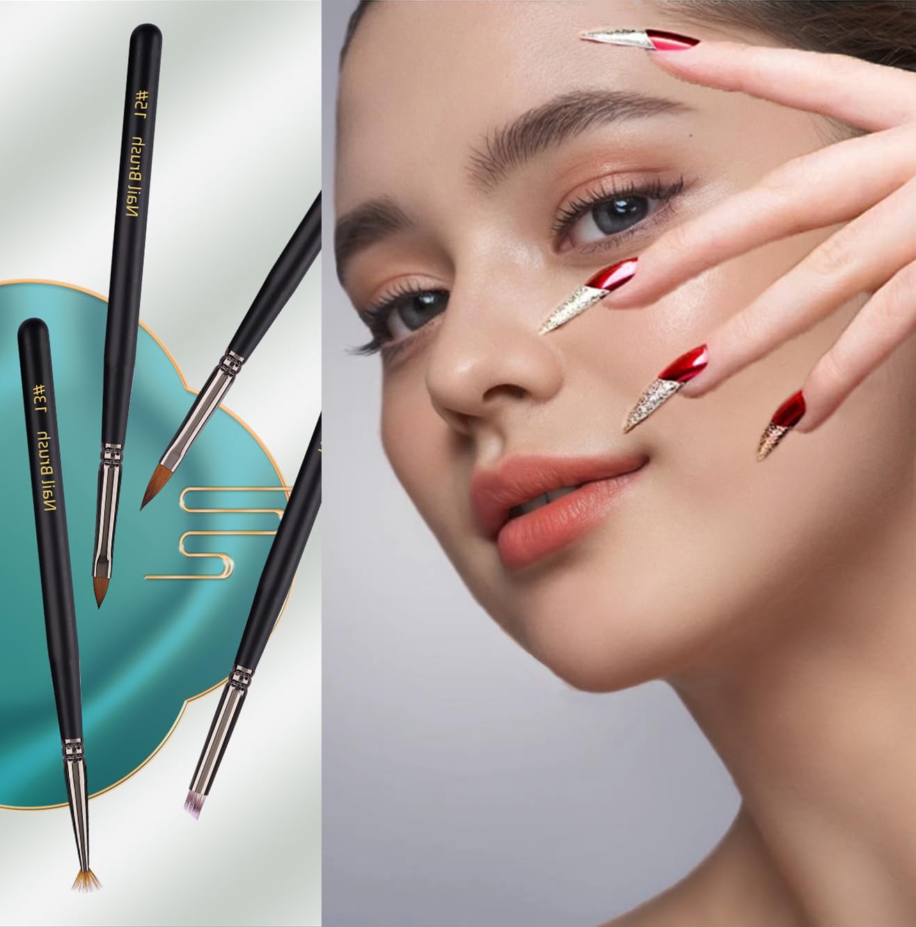 Amazon | ジェルネイルブラシ キャップ付き 16本セット ネイルアート 