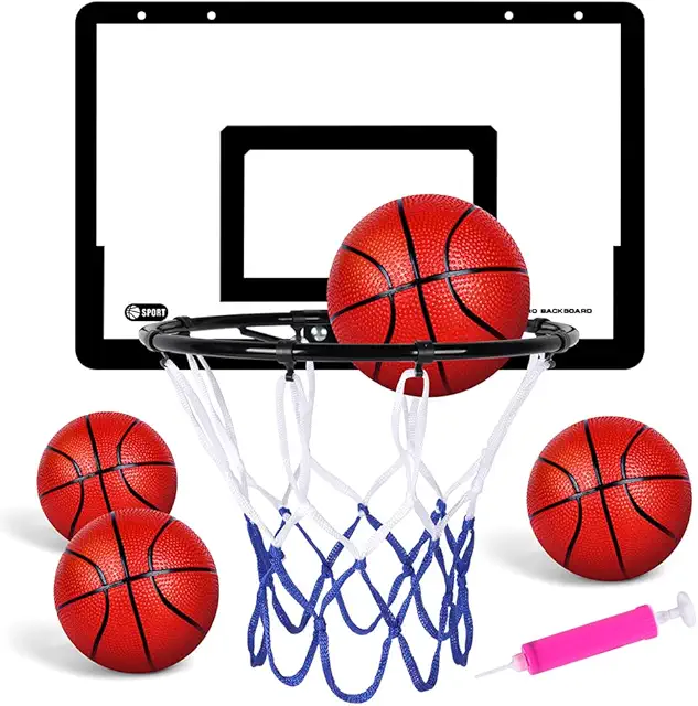 OSDUE Mini Basketballkorb Set für Kinder - Indoor Tür/Wandmontage mit 4 Bällen