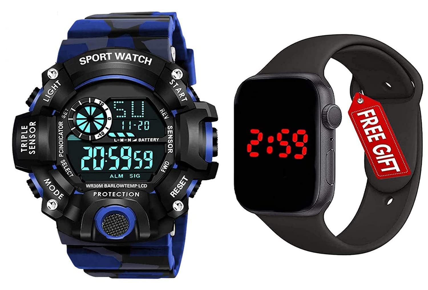 SELLORIA Brand Digital Dial Shockproof Multi-Functional Automatic 5 Color Army Strap Waterproof Digital Sport Watch for Mens Kids Watch for Boys - Watches for Men Pack of 2 (B09QJR6CGZ) Amazon Price History, Amazon Price Tracker